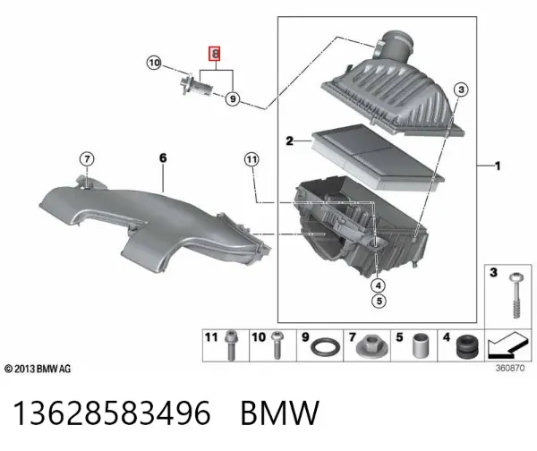 Czujnik przepływu powietrza, przepływomierz powietrza M.A.F. BMW X3 G01, F97, G08