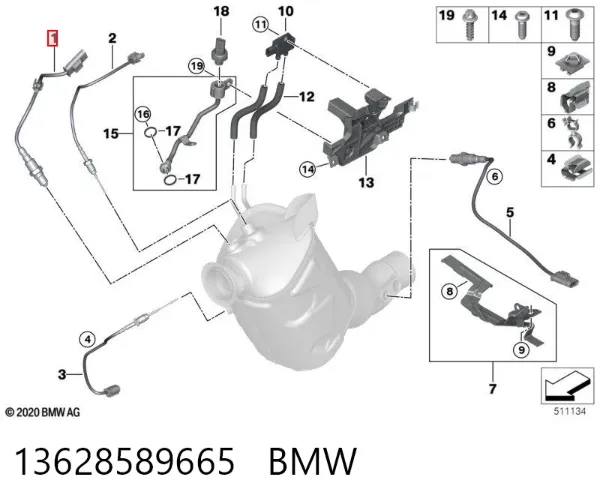 Sonda lambda czujnik tlenu przed katalizatorem 13628589665 BMW