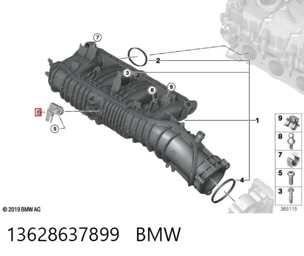 Czujnik ciśnienia w kolektorze ssącym, MAP 13628637899 BMW