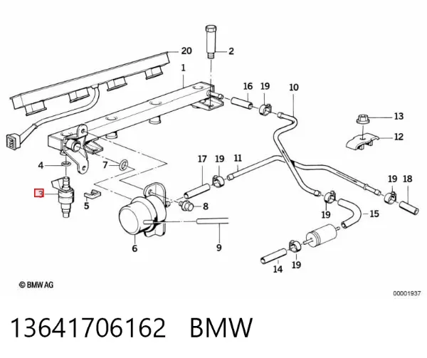 Wtryskiwacz paliwa 13641706162 BMW
