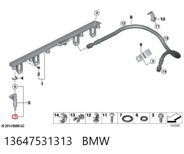 Pierścień uszczelniający wtryskiwacza 13647531313 BMW