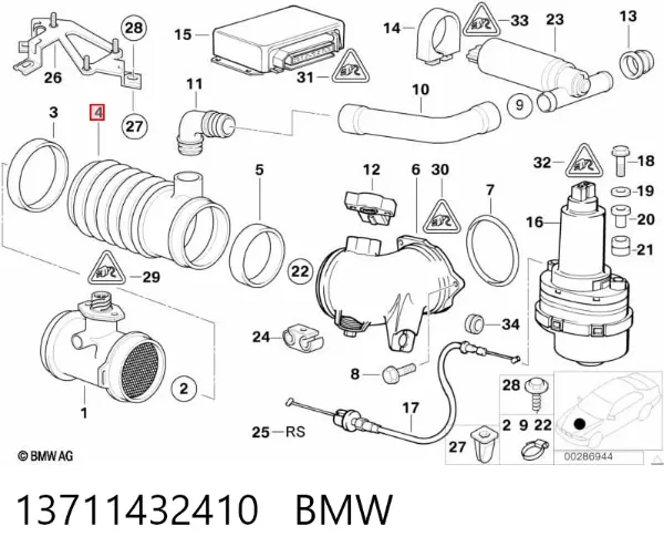 Króciec powietrza, przepływomierz 13711432410 BMW