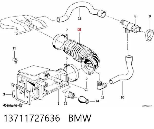 Króciec powietrza, przepływomierz 13711727636 BMW