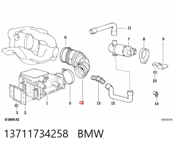 Króciec powietrza, przepływomierz 13711734258 BMW