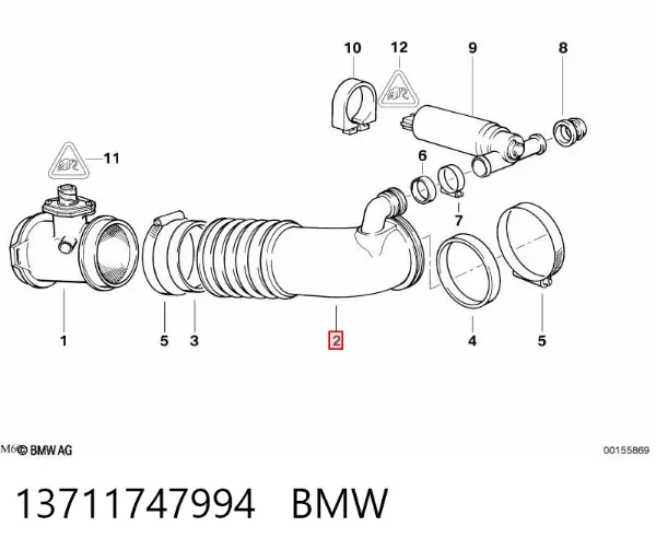 Króciec powietrza, przepływomierz 13711747994 BMW