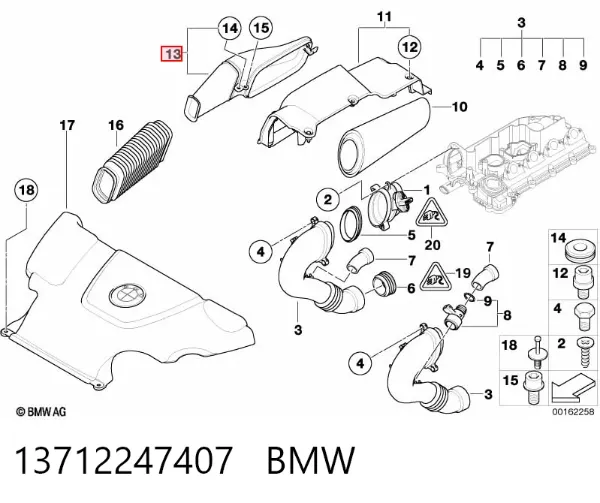 Wlot powietrza do filtra powietrza 13712247407 BMW