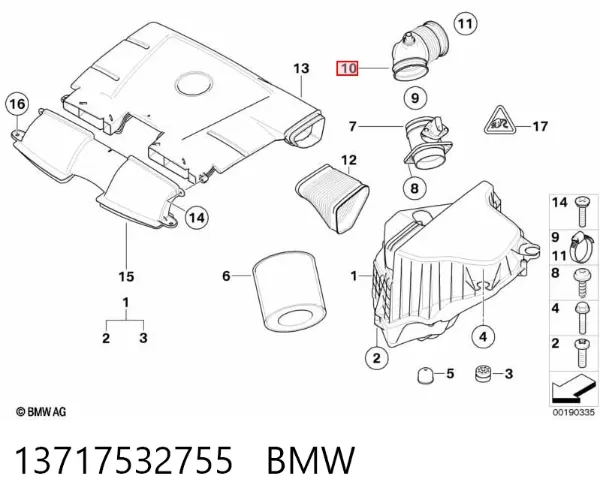 Króciec powietrza, przepływomierz 13717532755 BMW