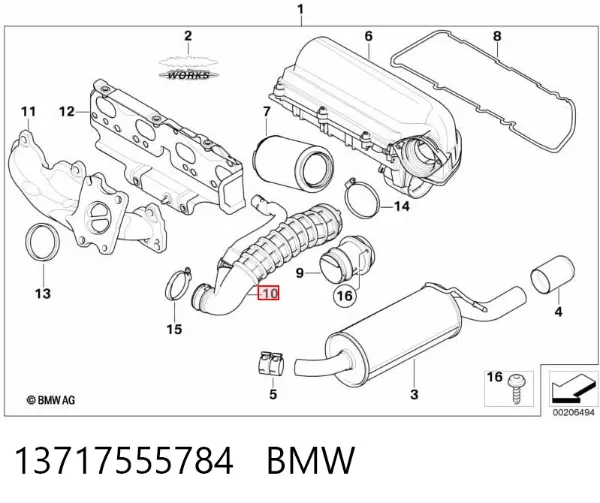 Króciec powietrza, wylot filtra powietrznego 13717555784 BMW