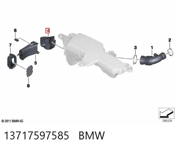 Króciec powietrza, wlot filtra powietrznego 13717597585 BMW