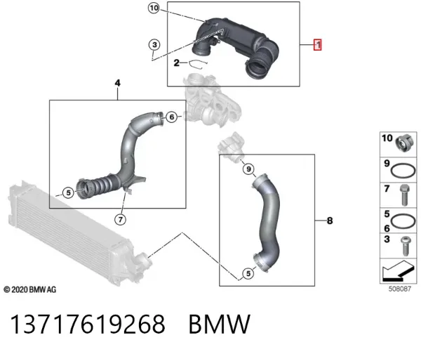 Króciec powietrza, przepływomierz 13717619268 BMW
