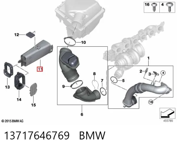 Króciec powietrza, wlot filtra powietrznego 13717646769 BMW