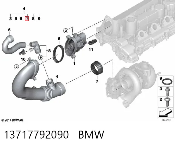 Uszczelka turbiny doładowania, dopływ 13717792090 BMW