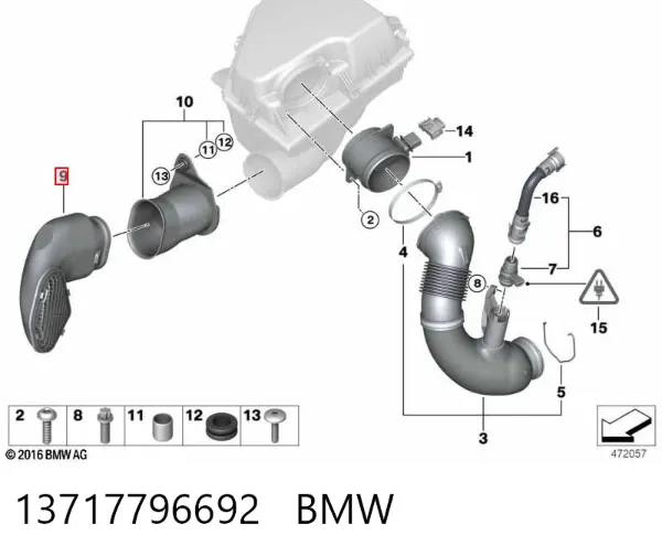 Wlot powietrza do filtra powietrza BMW 5 E60