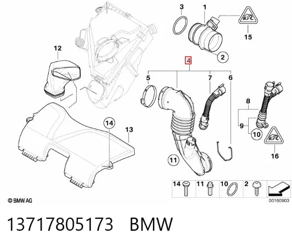 Króciec powietrza, przepływomierz 13717805173 BMW