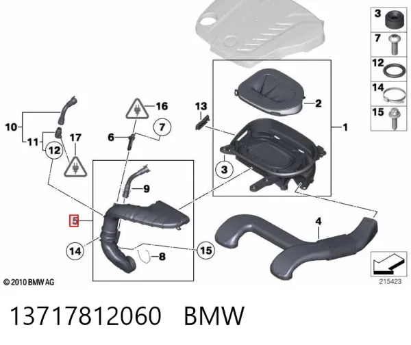Króciec powietrza, wylot filtra powietrznego 13717812060 BMW