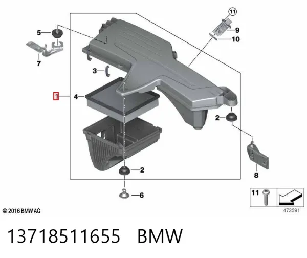 Obudowa filtra powietrza 13718511655 BMW