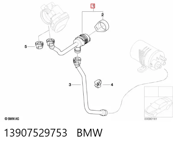 Zawór odpowietrzający zbiornika paliwa 13907529753 BMW
