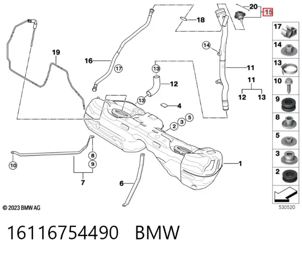 Korek wlewu paliwa 16116754490 BMW