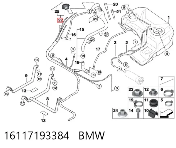 Korek wlewu paliwa 16117193384 BMW