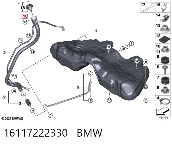 Korek wlewu paliwa 16117222330 BMW