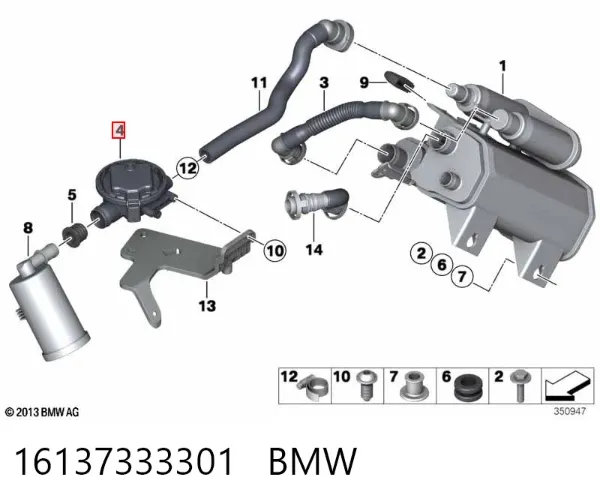 Zawór pochłaniacza oparów paliwa 16137333301 BMW