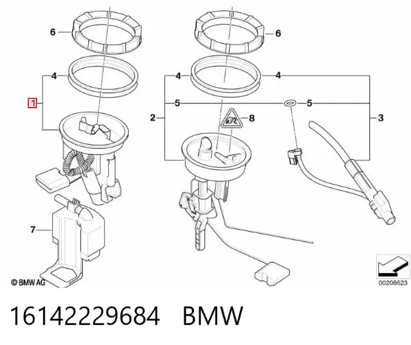 Moduł pompy paliwowej z czujnikiem poziomu paliwa 16142229684 BMW