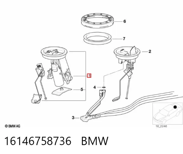 Moduł pompy paliwowej z czujnikiem poziomu paliwa 16146758736 BMW