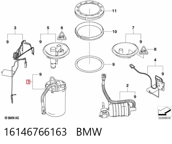 Moduł pompy paliwowej z czujnikiem poziomu paliwa 16146766163 BMW