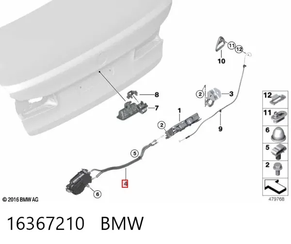 Silnik (zawór) domykania bagażnika 16367210 BMW