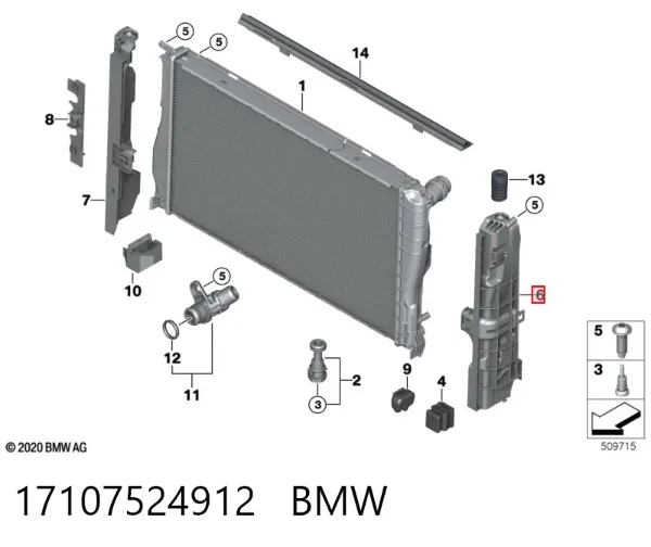 Wspornik chłodnicy lewy 17107524912 BMW