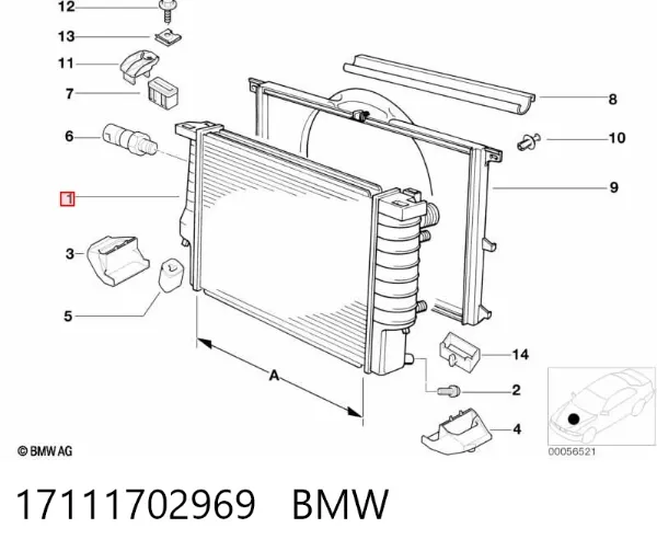 Chłodnica silnika 17111702969 BMW