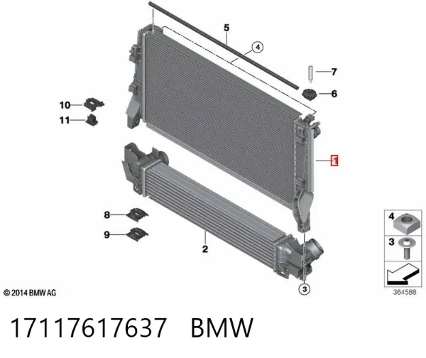 Chłodnica silnika 17117617637 BMW