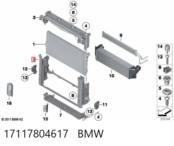Osłona chłodnicy kompletna (panel mocowania reflektorów) 17117804617 BMW