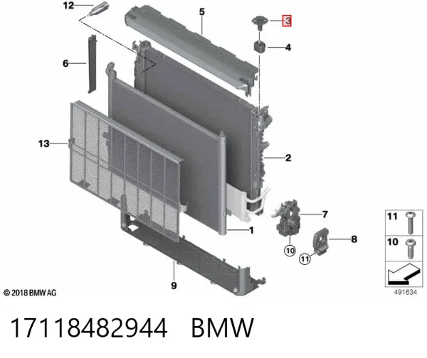 Wspornik chłodnicy górny 17118482944 BMW