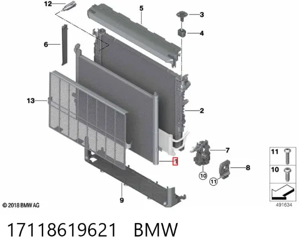 Chłodnica silnika dodatkowa 17118619621 BMW