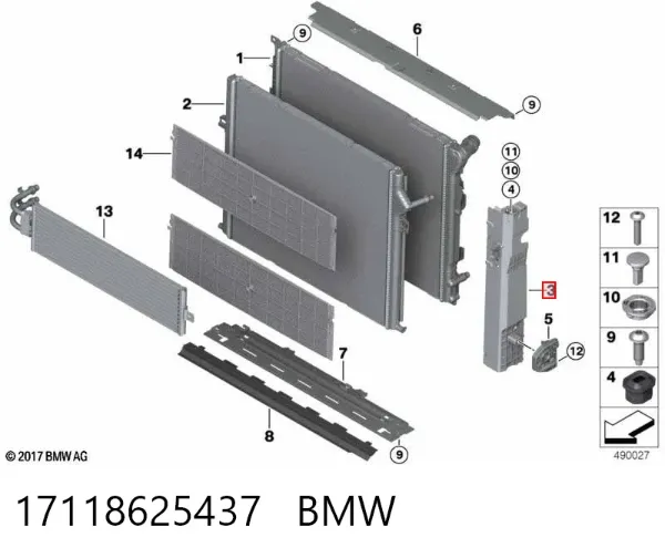 Uchwyt chłodnicy prawy 17118625437 BMW