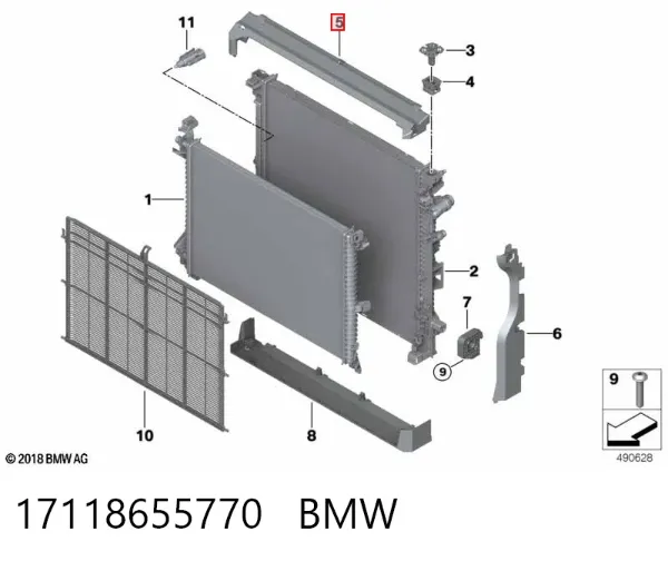 Kierownica powietrza/deflektor chłodnicy górna 17118655770 BMW