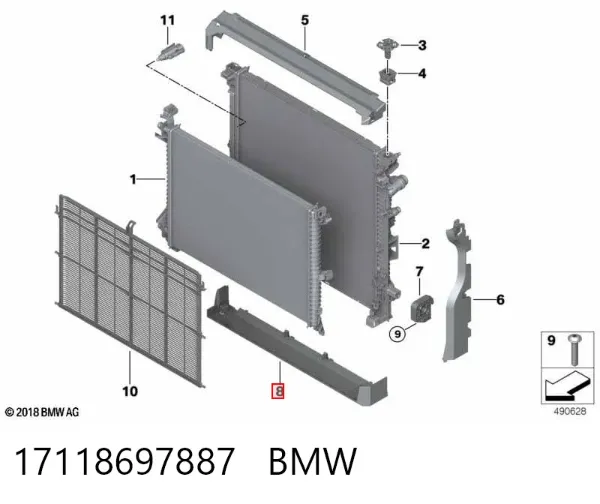 Kierownica powietrza (deflektor) chodnicy dolna 17118697887 BMW
