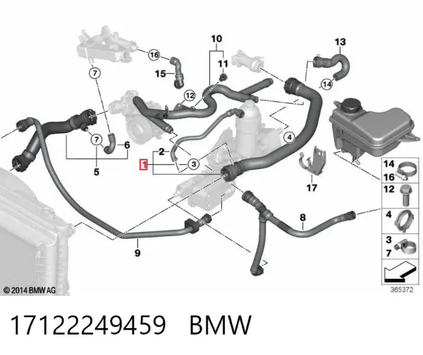 Przewód (króciec) chłodnicy górny 17122249459 BMW