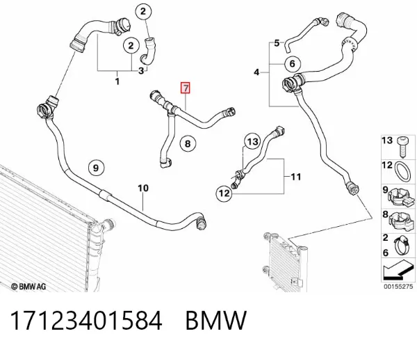 Przewód zbiornika wyrównawczego dolny 17123401584 BMW