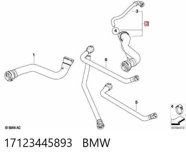 Przewód (króciec) chłodnicy górny 17123445893 BMW