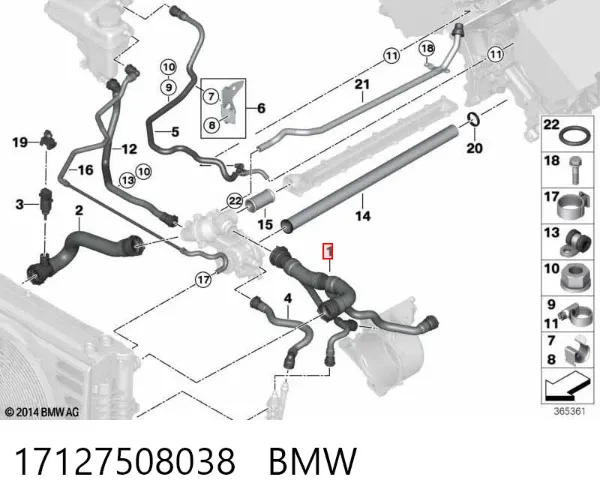 Przewód (króciec) chłodnicy górny 17127508038 BMW