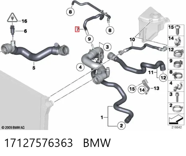 Przewód (króciec) układu chłodzenia 17127576363 BMW