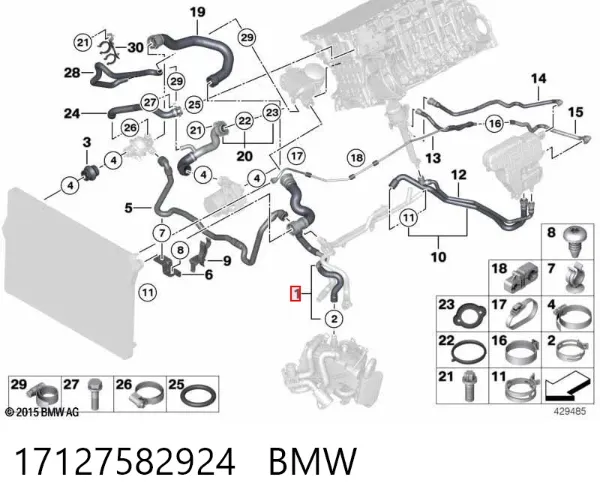 Przewód (króciec) chłodnicy górny 17127582924 BMW