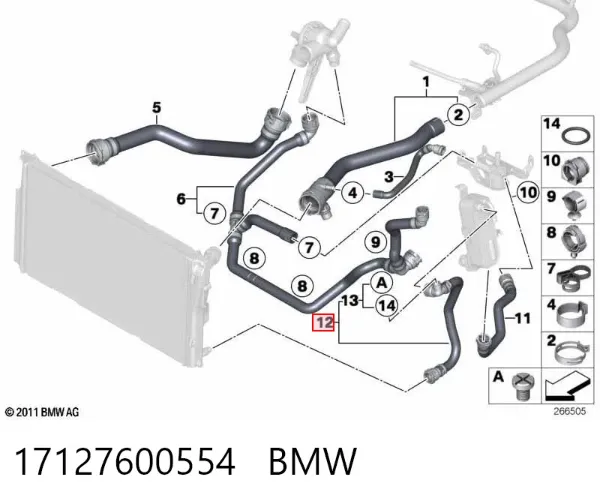Przewód (króciec) układu chłodzenia 17127600554 BMW