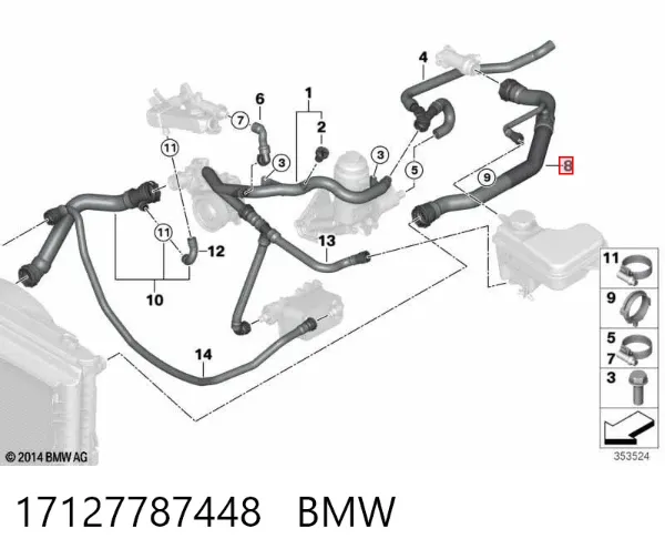 Przewód (króciec) chłodnicy górny 17127787448 BMW