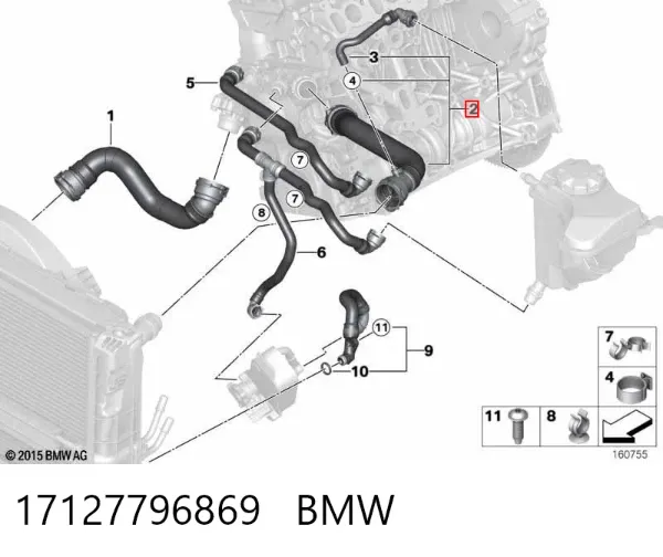 Przewód (króciec) chłodnicy górny 17127796869 BMW
