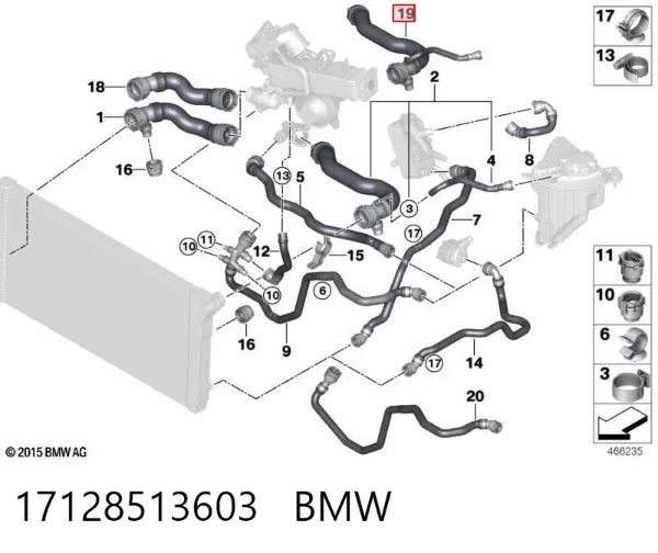 Przewód (króciec) układu chłodzenia 17128513603 BMW