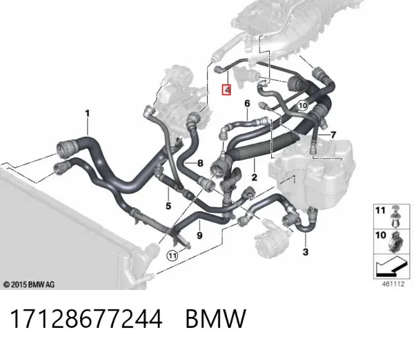 Przewód (króciec) układu chłodzenia 17128677244 BMW