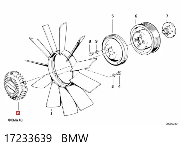 Sprzęgło wiskotyczne wentylatora chłodzenia 17233639 BMW